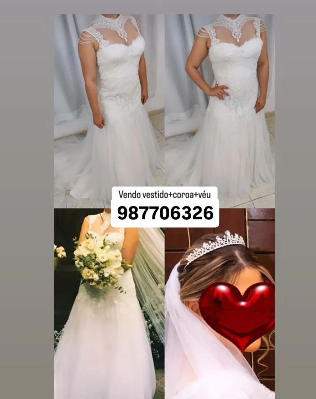 Vestido de Noiva Completo: Coroa e Véu