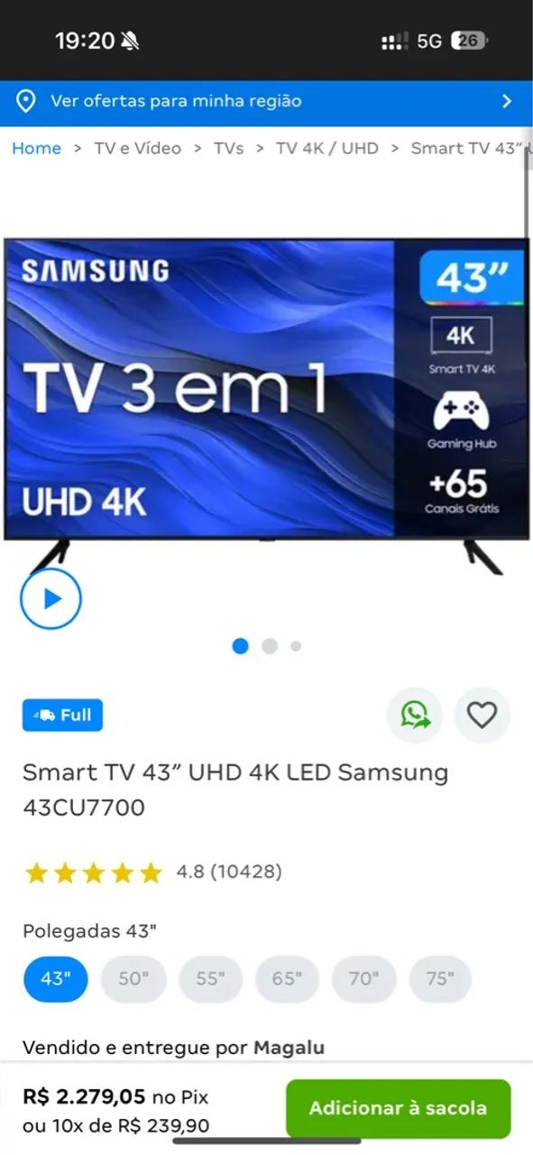 Smart TV Samsung Full HD com defeito 43 polegadas  - Foto 2