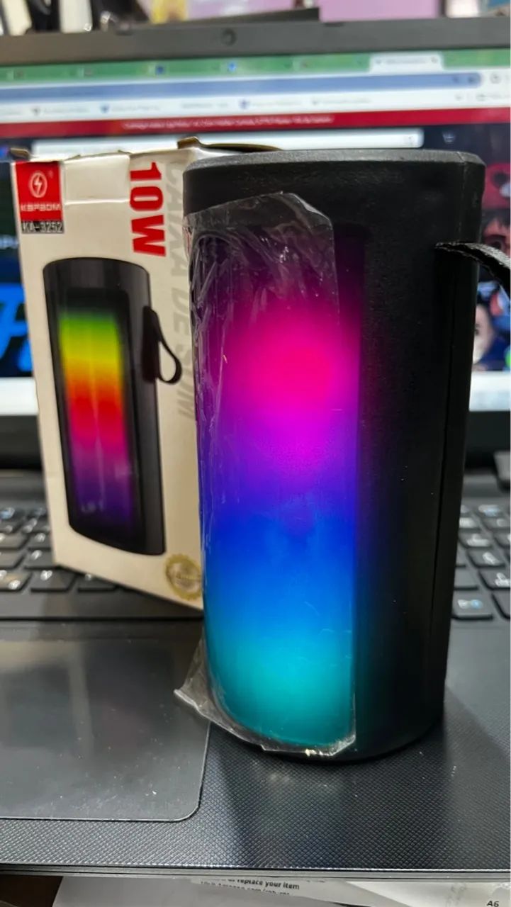 Caixa de Som Bluetooth com Luzes LED Coloridas 10W!