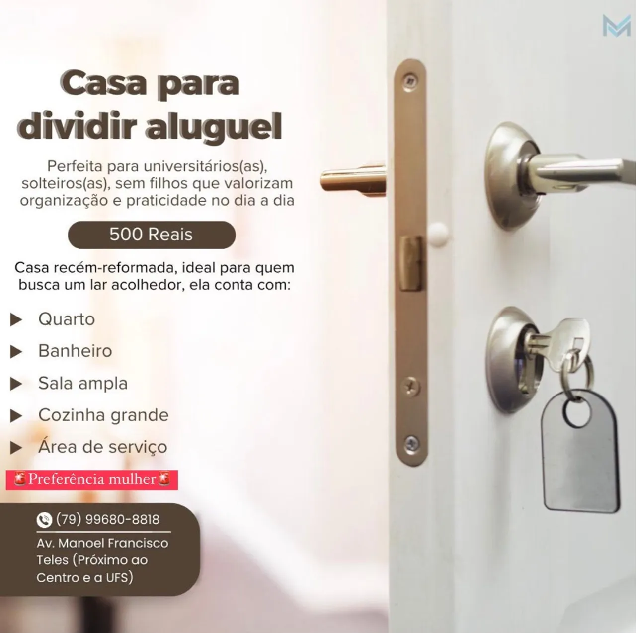 Divisão de aluguel REPÚBLICA DE ESTUDANTES