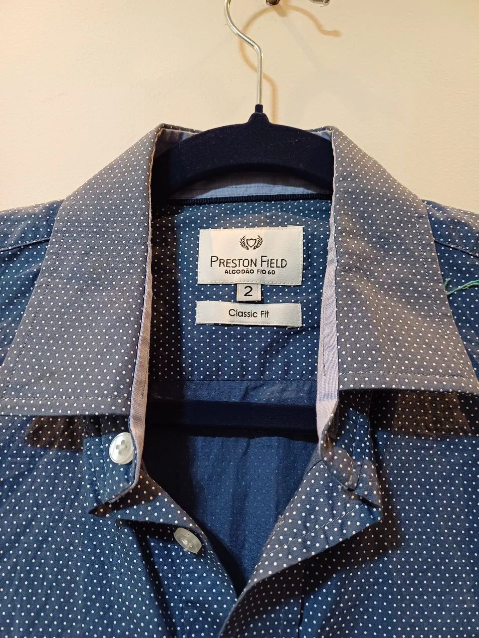 Camisa Social Azul Preston Field semi-nova  - Foto 2