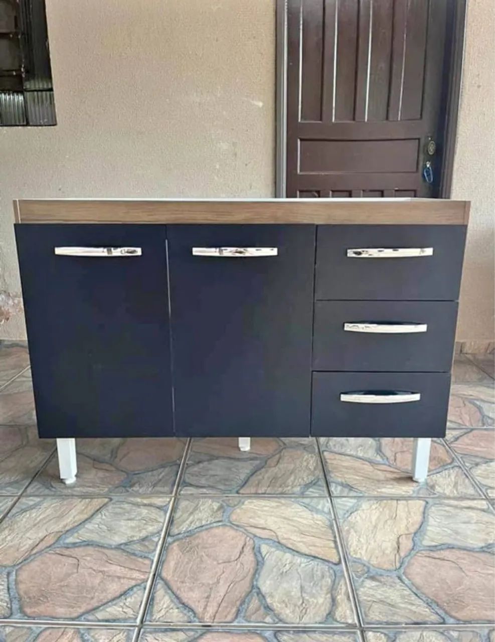 Armário  de pia 1,20m para Cozinha Preto