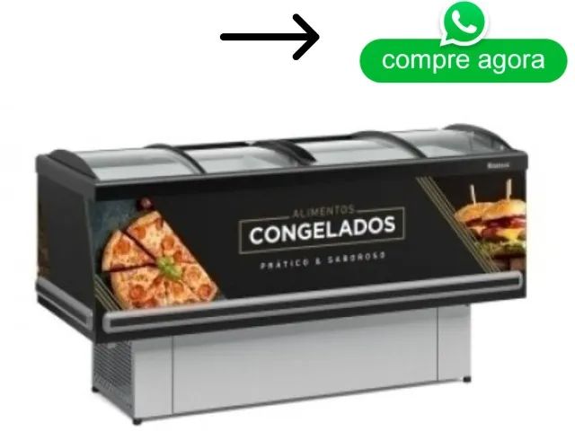 Ilha Para Congelados Gelopar Vidro Curvo 1,90m degelo manual 220v