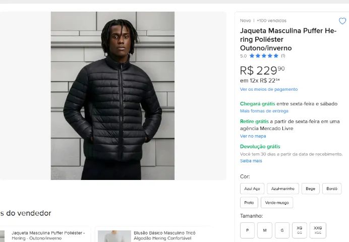 Jaqueta Casaco Puffer Hering - Foto 3