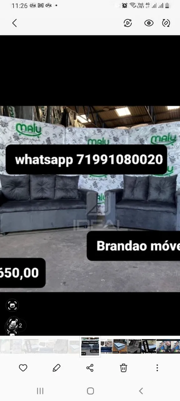 Sofá 3/2 conjunto completo 5lugares - Novo - R$ 550,00