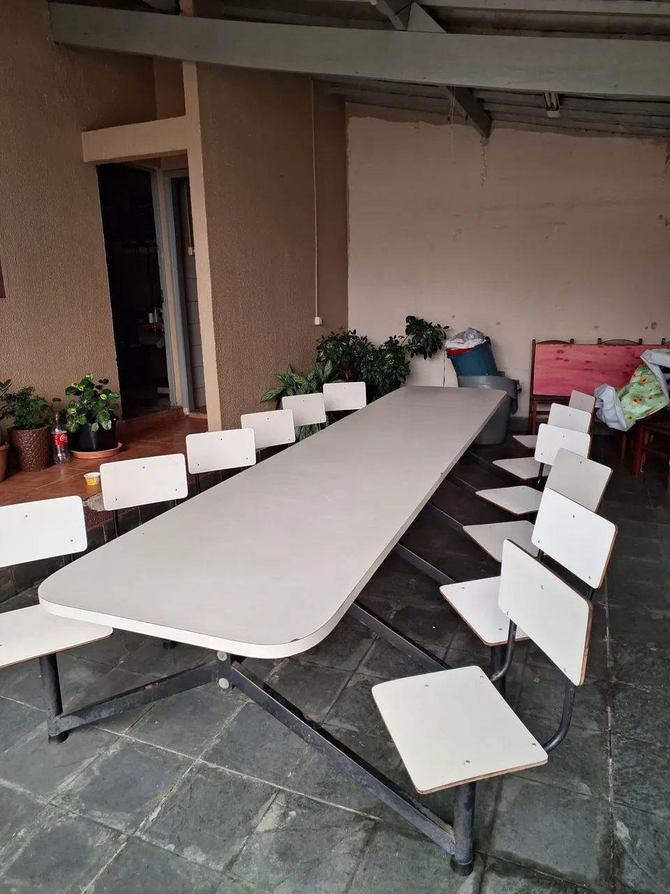 Mesa tipo Refeitório 12 lugares Branca
