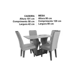 Mesa de Jantar Alpina 120x80cm com 4 Cadeiras - Foto 2