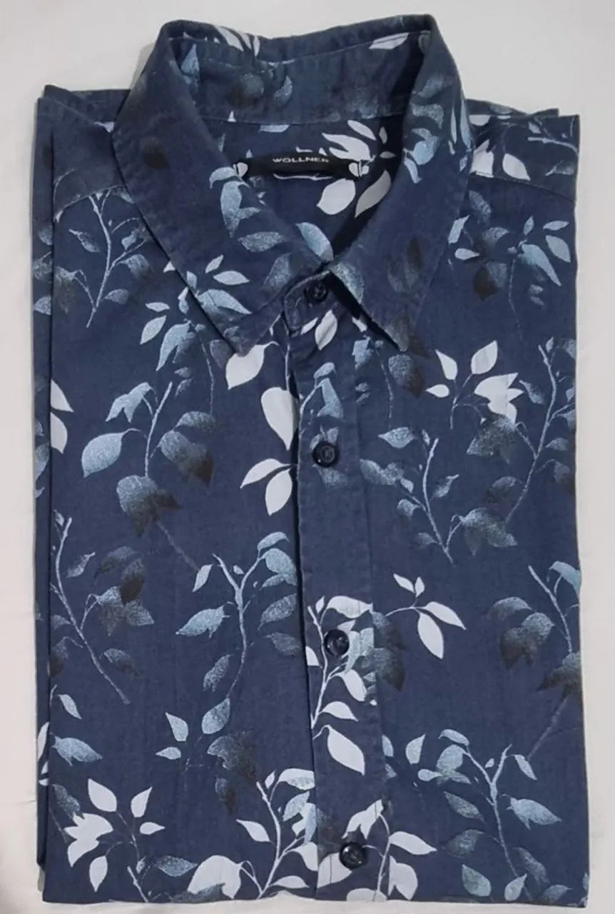 Camisa estampada azul M Wollner - Foto 5