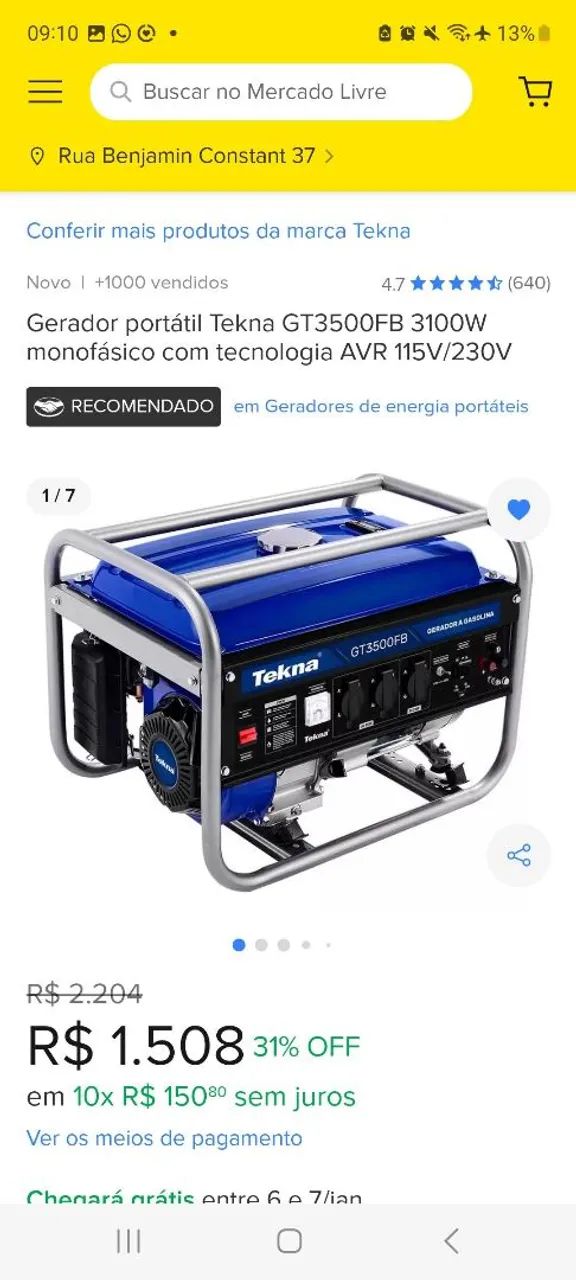 Gerador a gasolina tekna64396501459075122