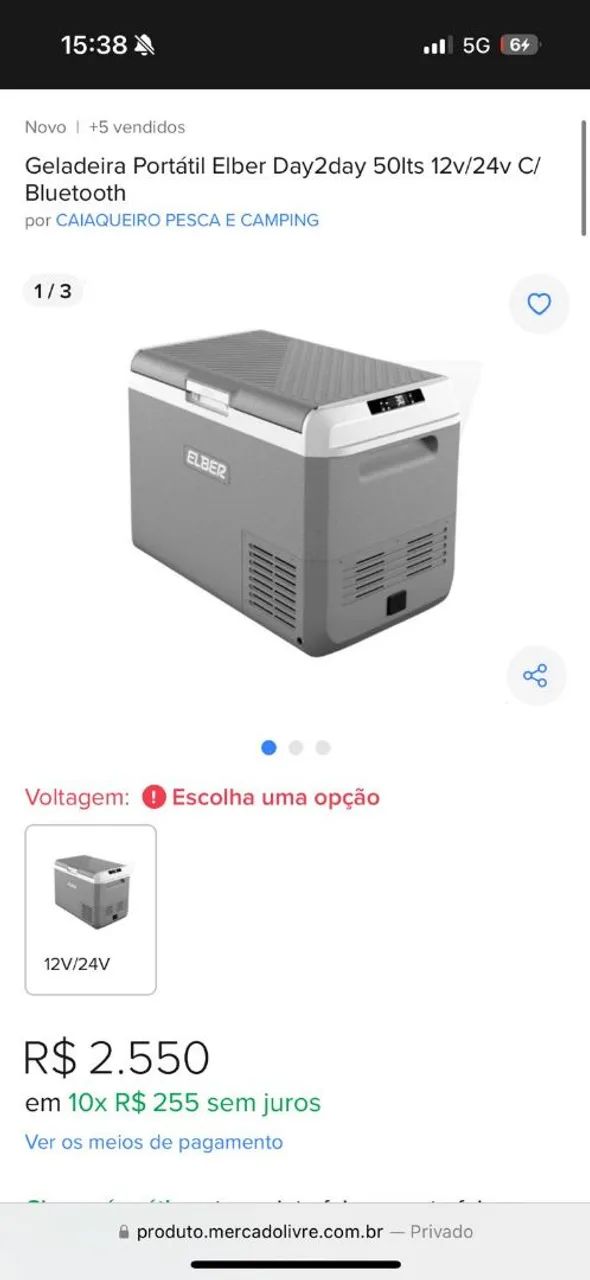 Geladeira Portátil Elber Day2day 50 Litros 12V/24V