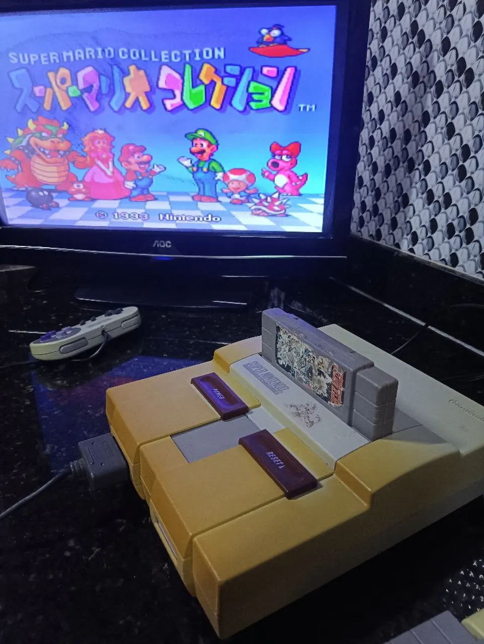 Super Nintendo SNES Clássico com Super Mario Collection
