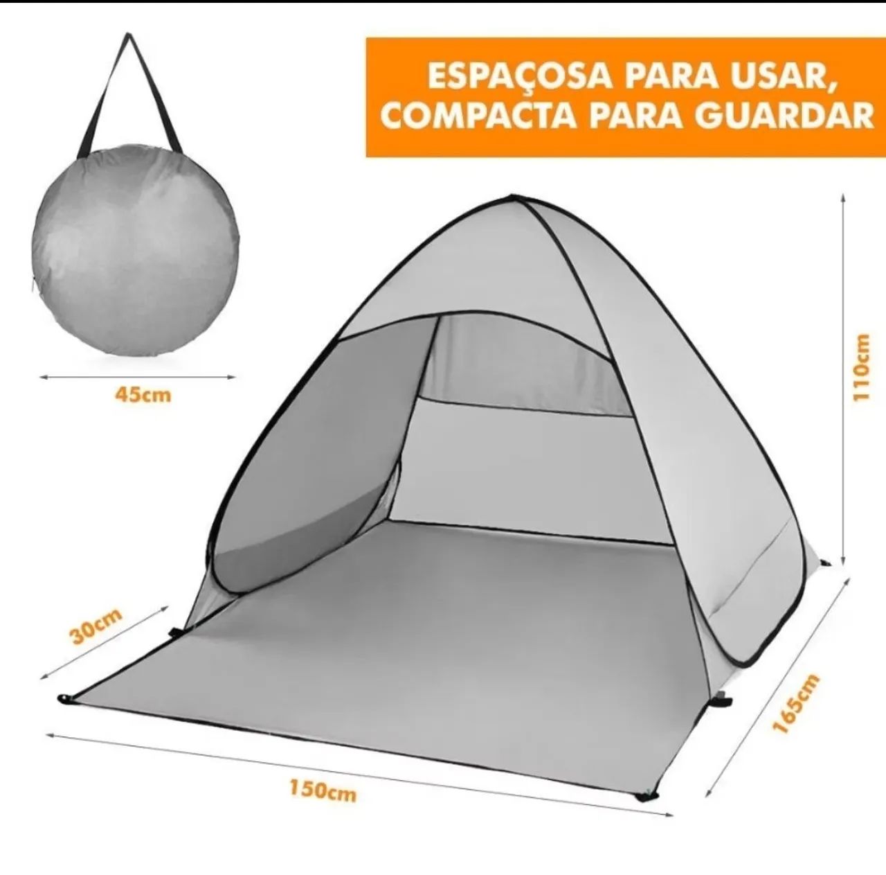 Barraca de praia pop_up(abre instantânea) com proteção solar fator 50.Novas. Promocional - Foto 4