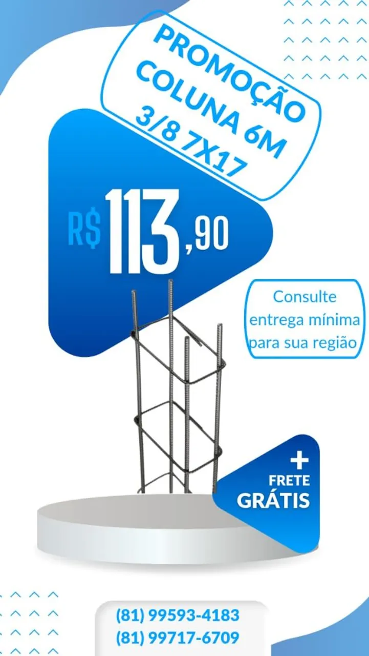 Coluna 6M 3/8 7x17 - Promoção com frete grátis!