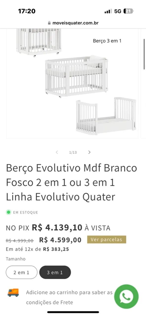 Berço rosa claro Quater Moderno - Foto 3