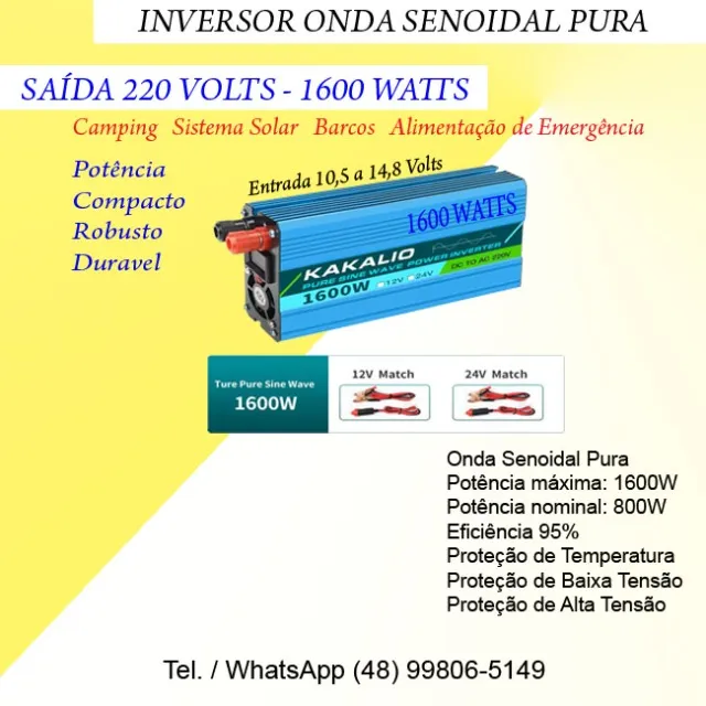 Inversor 1600 Watts Onda Senoidal Pura