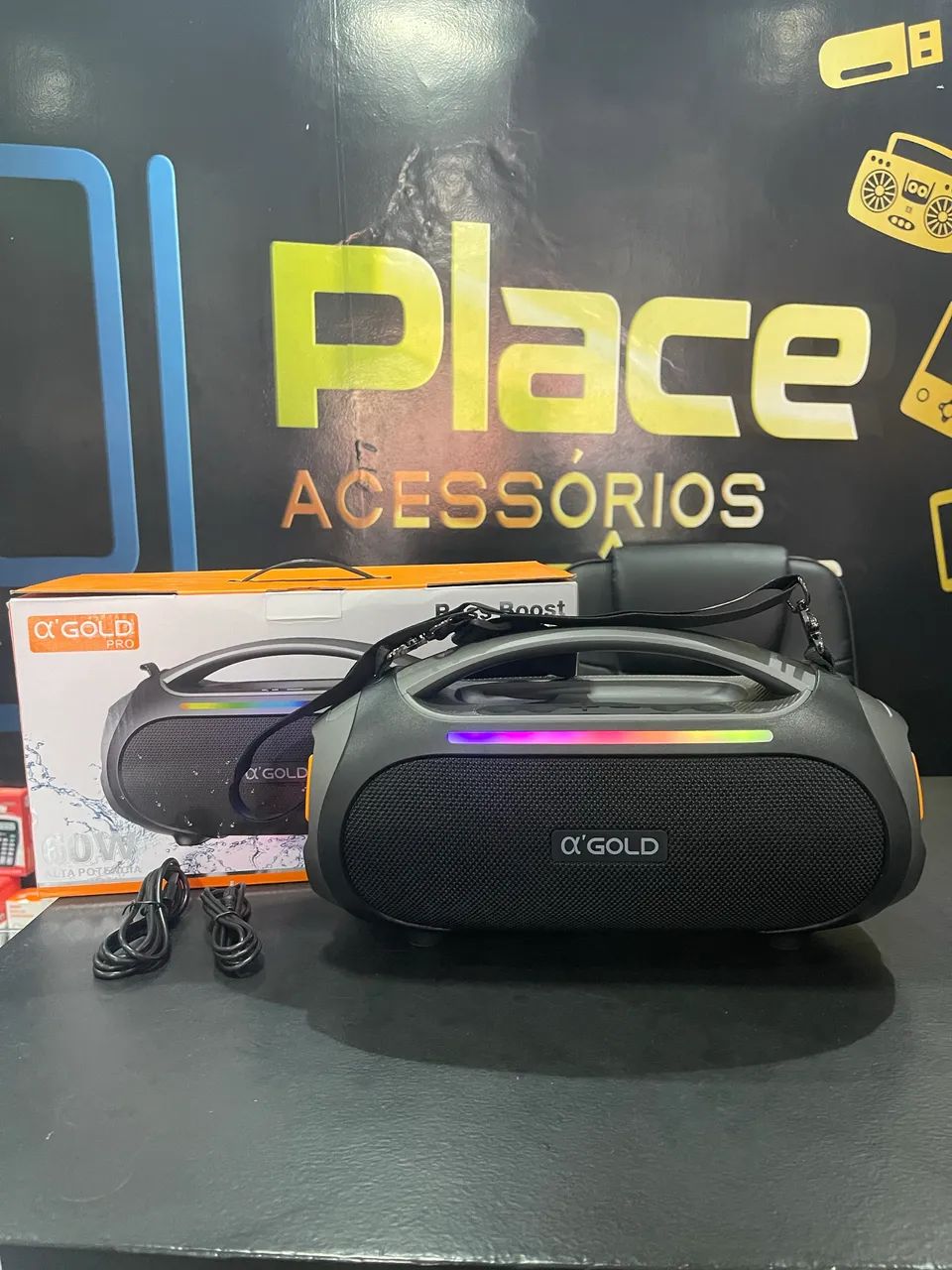 Caixa De Som Boombox 60w Bluetooth 10 Horas De Bateria Cinza-escuro