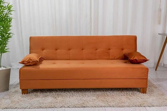 Sofá Cama Casal 185cm Veludo Terracota  - Foto 2