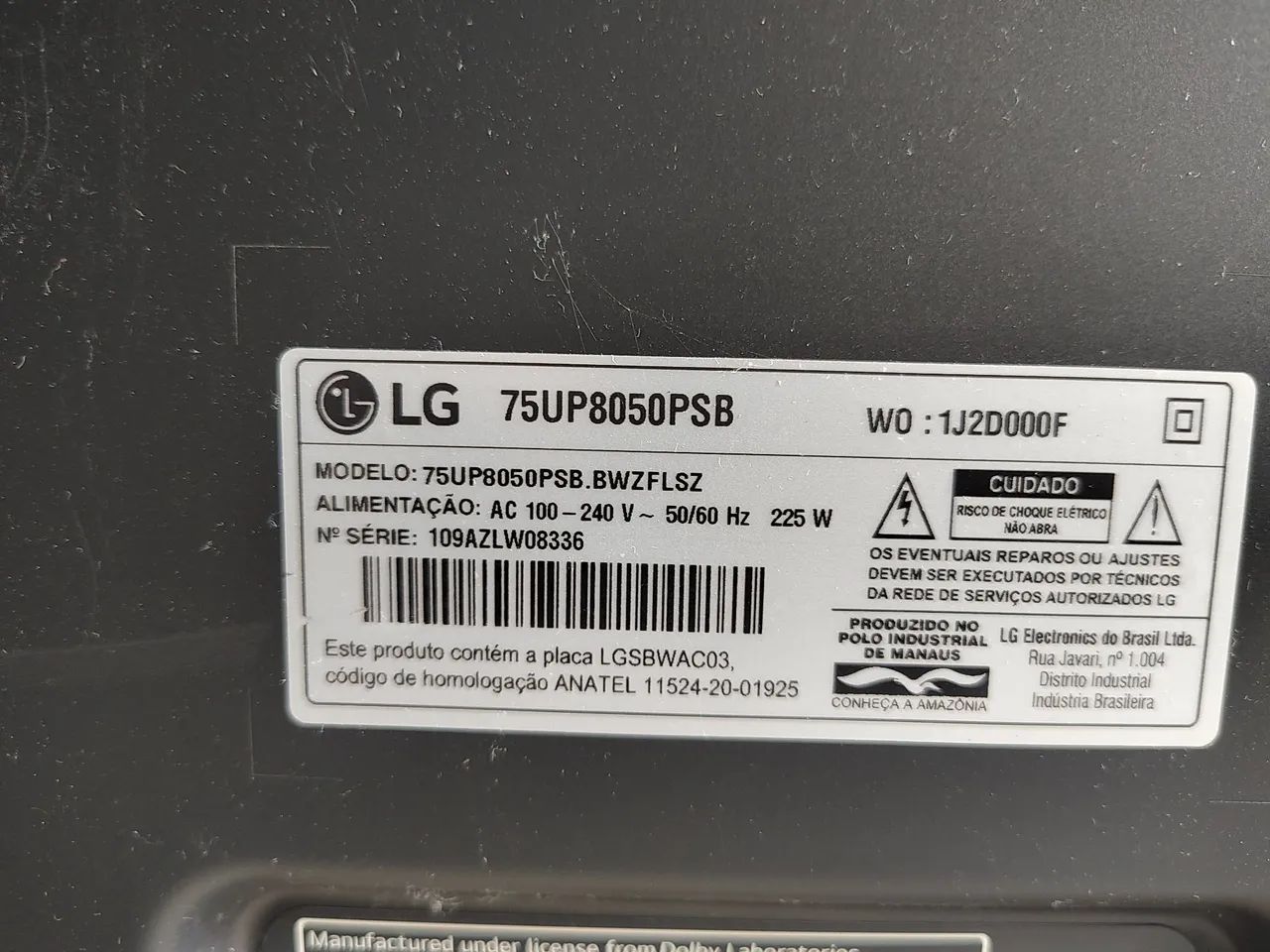 Vendo ou troco Tv LG 75 polegadas seminova funcionando perfeitamente com tela trincada