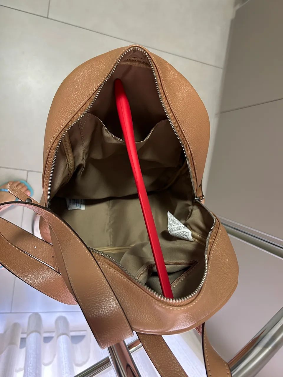 Mochila de Couro Forrada- NUDE  - Foto 3