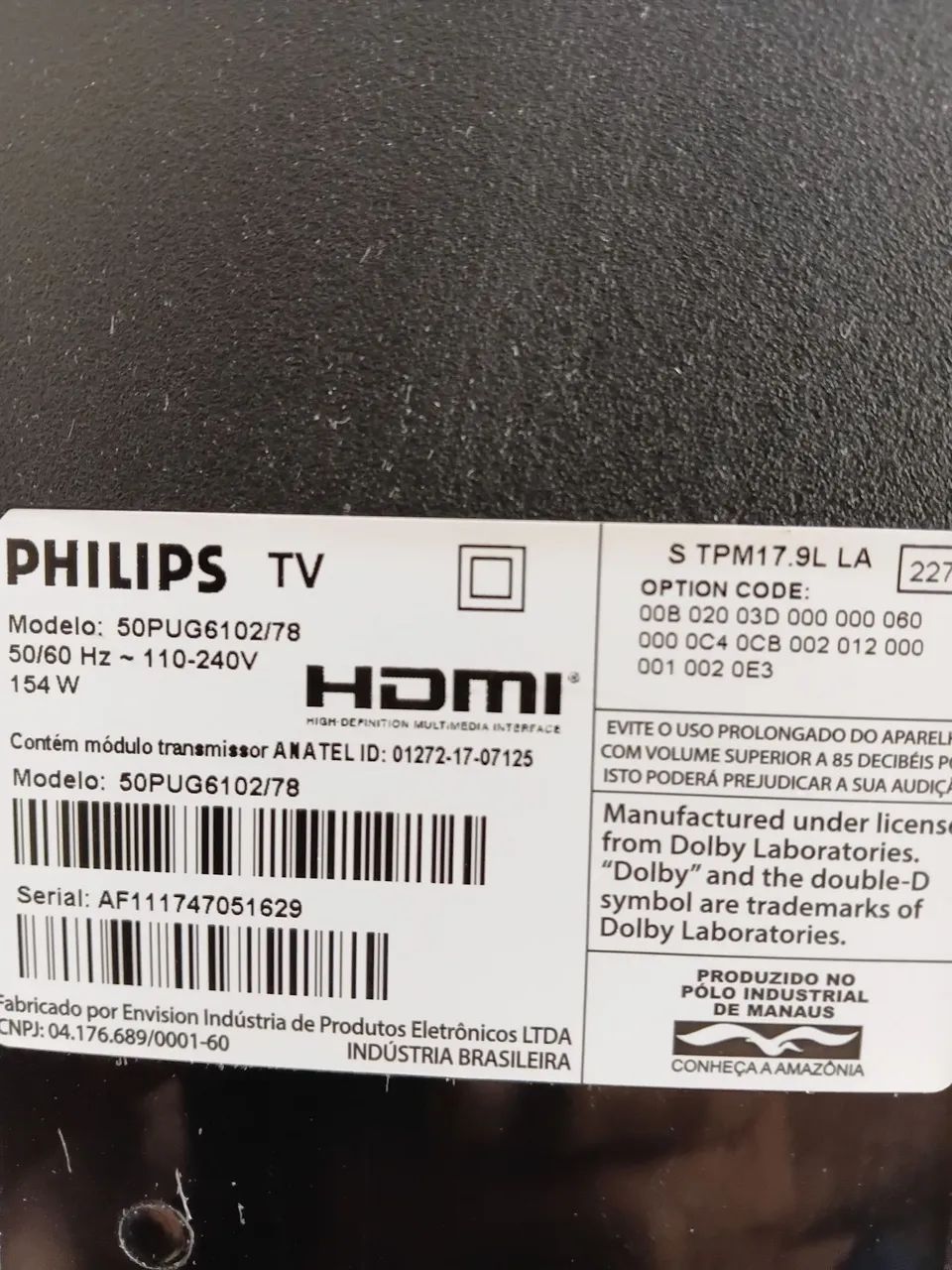 Tv Philips tela quebrada
