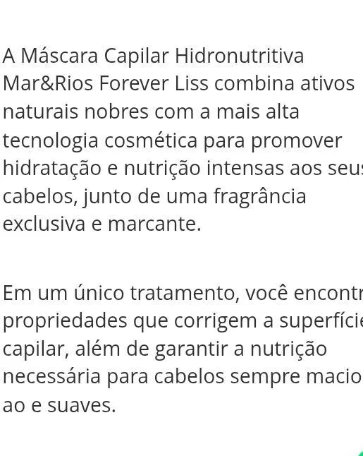 Máscara  capilar hidronutririva mar&aRios ( forever liss) - Foto 5