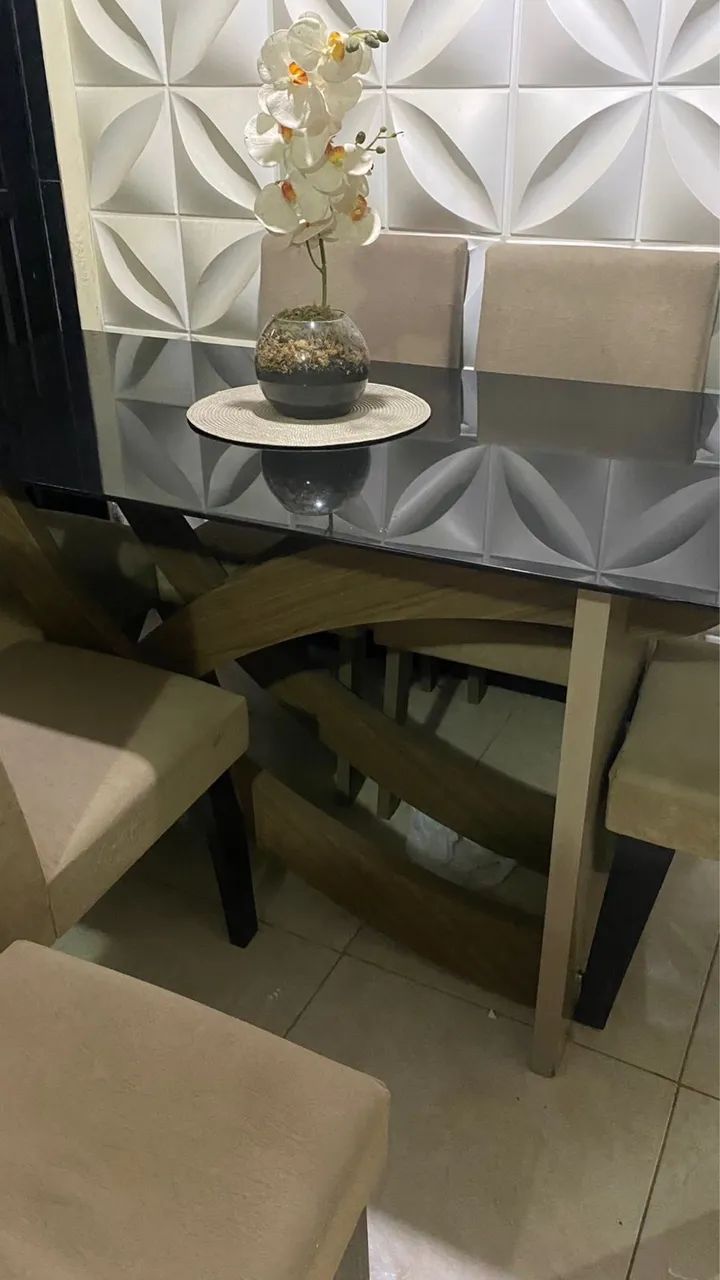 Mesa de de vidro 6 cadeiras  - Foto 3