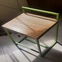 Banqueta fixa, quadrada, madeira e ferro. Unidade - Foto 2