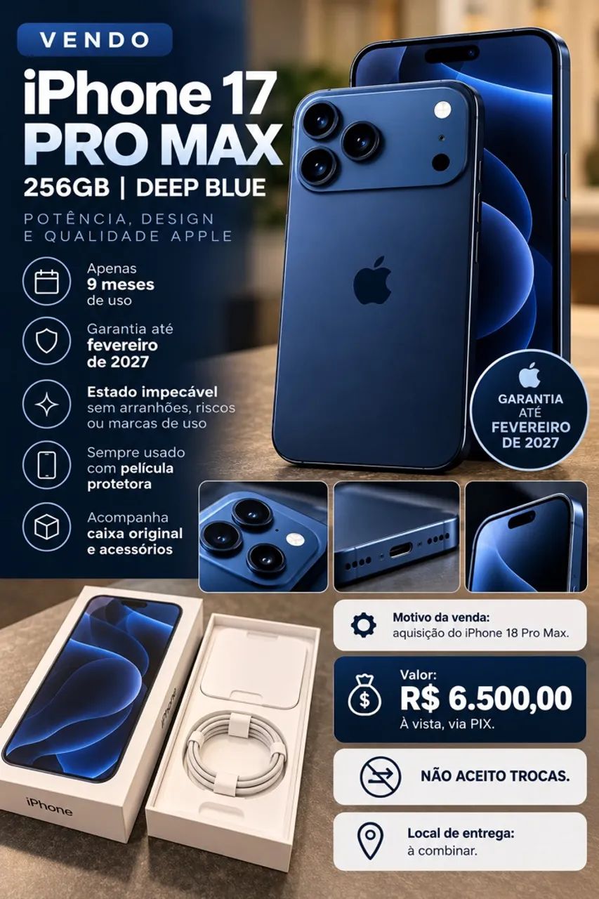 iPhone 17 Pro Max 256gb Deep Blue (Azul) - Foto 5