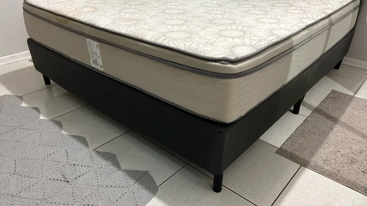 Box para cama queen - de couro preto - Ortobom - Foto 5