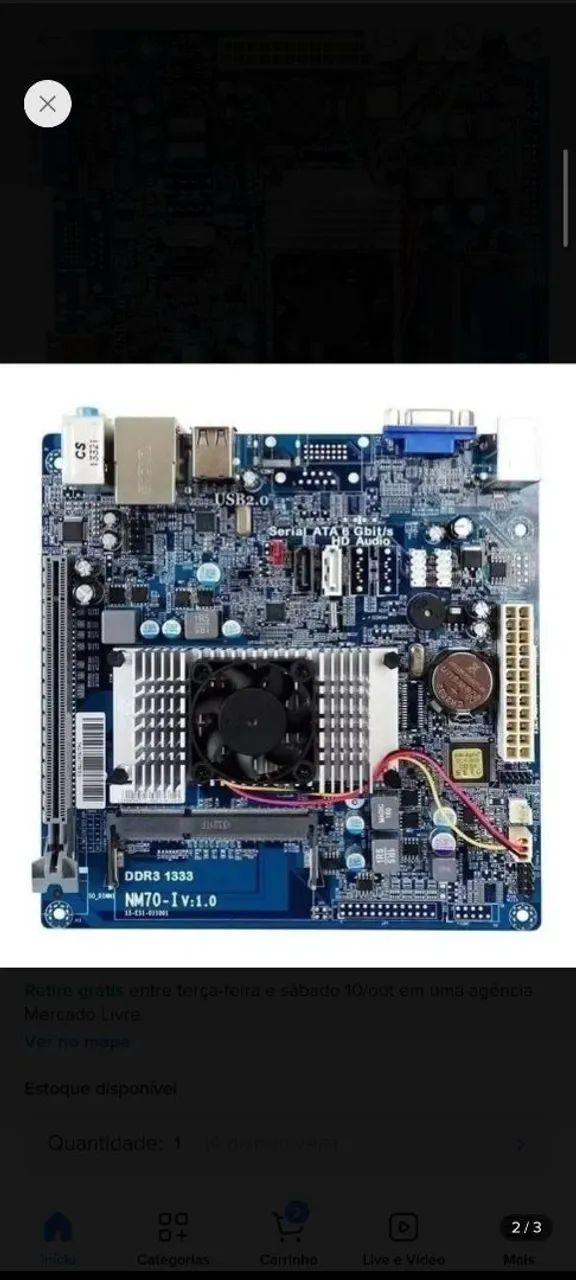 Placa ECS NM70-I com Intel Celeron com placa de vídeo integrada e 2gb ram - Foto 2