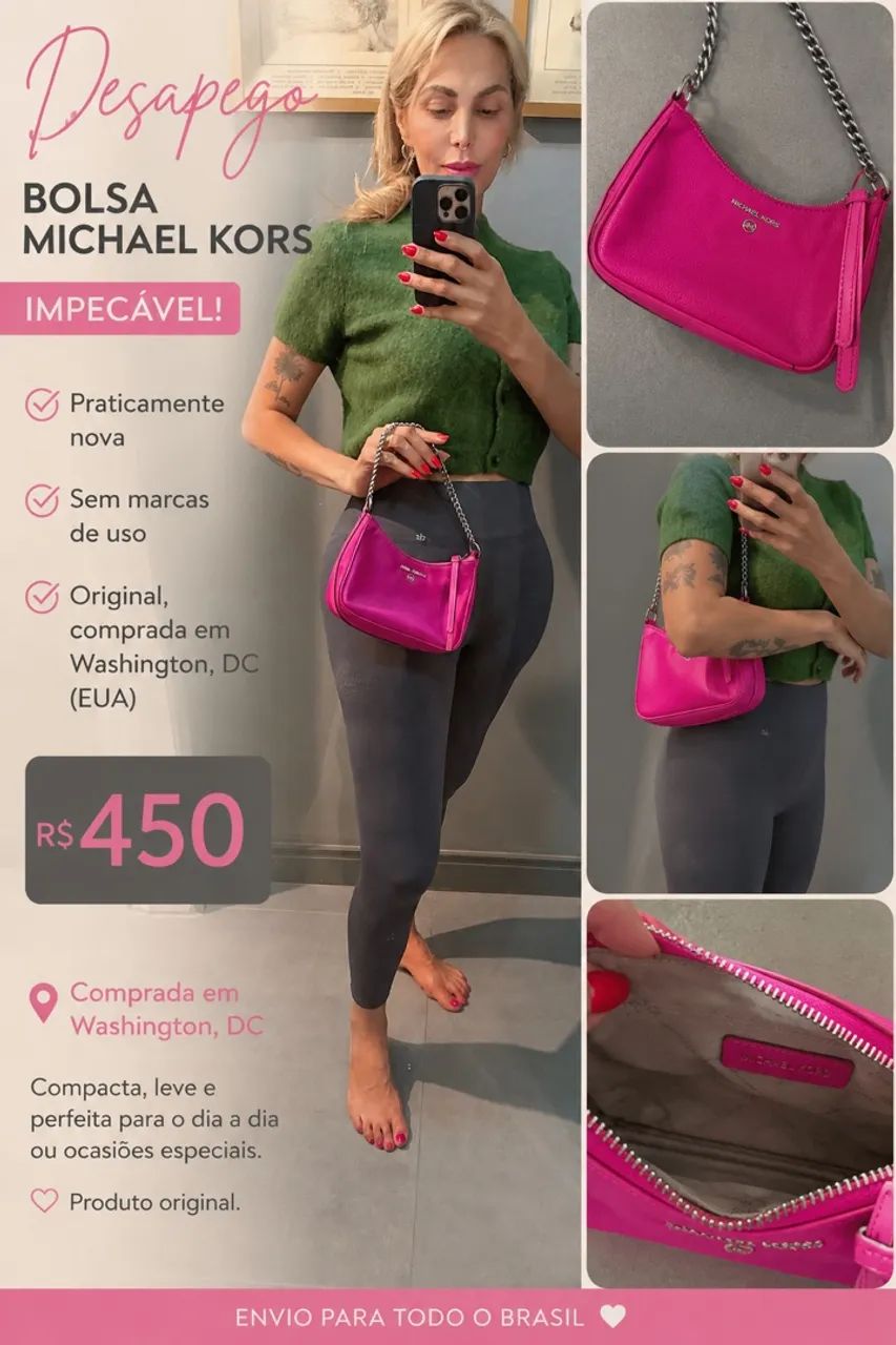 Bolsa  MICHAEL KORS PINK COMPRADA EM DC - Foto 2