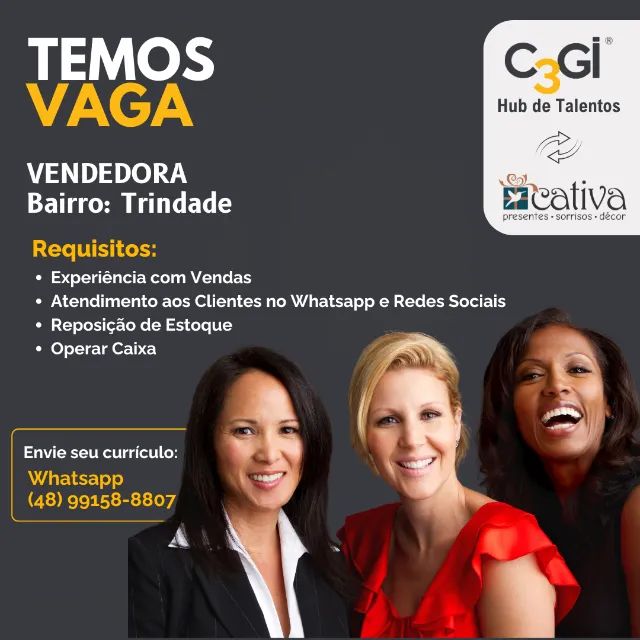 Vaga: Vendedora - Bairro: Trindade