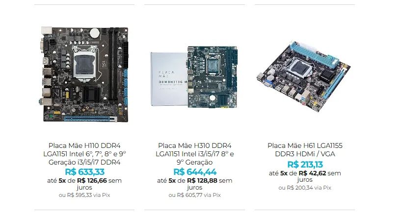 Placa Mãe para Processador Intel de 2a a 9a Geração