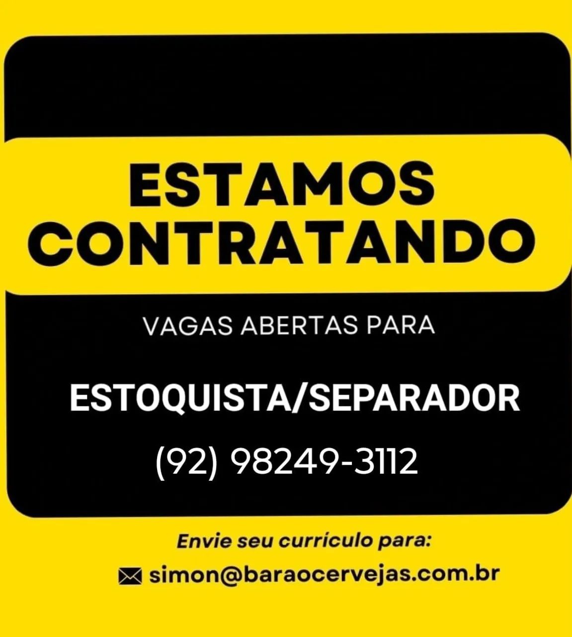 Vaga para estoquista/separador