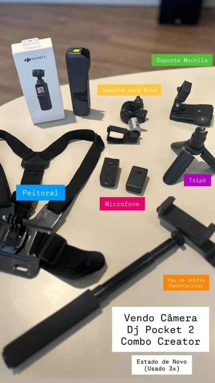 Dji Osmo Pocket 2 com vários acessórios - Ideal para criador de