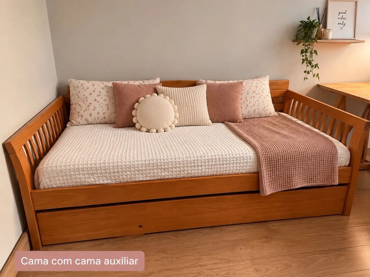 BERÇO/ CAMA - CAMA AUXILIAR + CÔMODA- LARISSA NA COR MEL - Foto 3