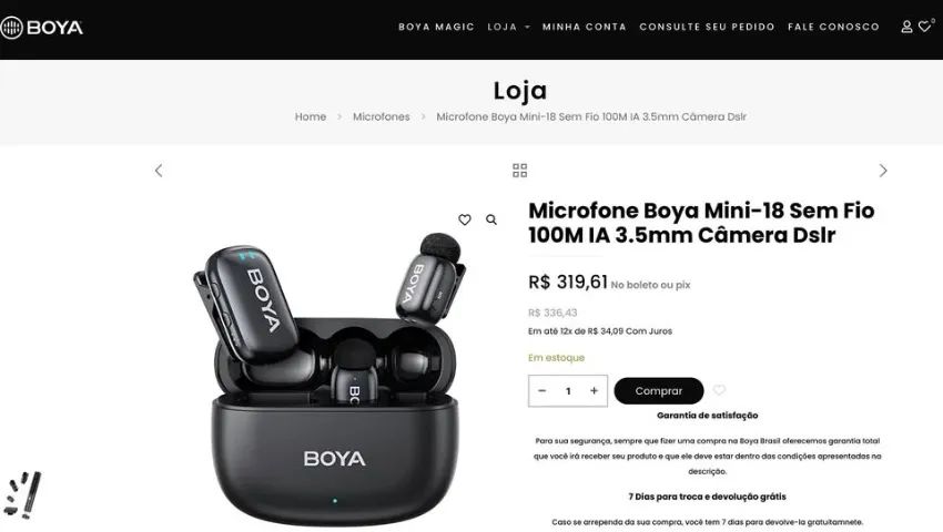  Microfone Boya Mini-18 Sem Fio 100M IA 3.5mm Camera DSLR - Foto 3