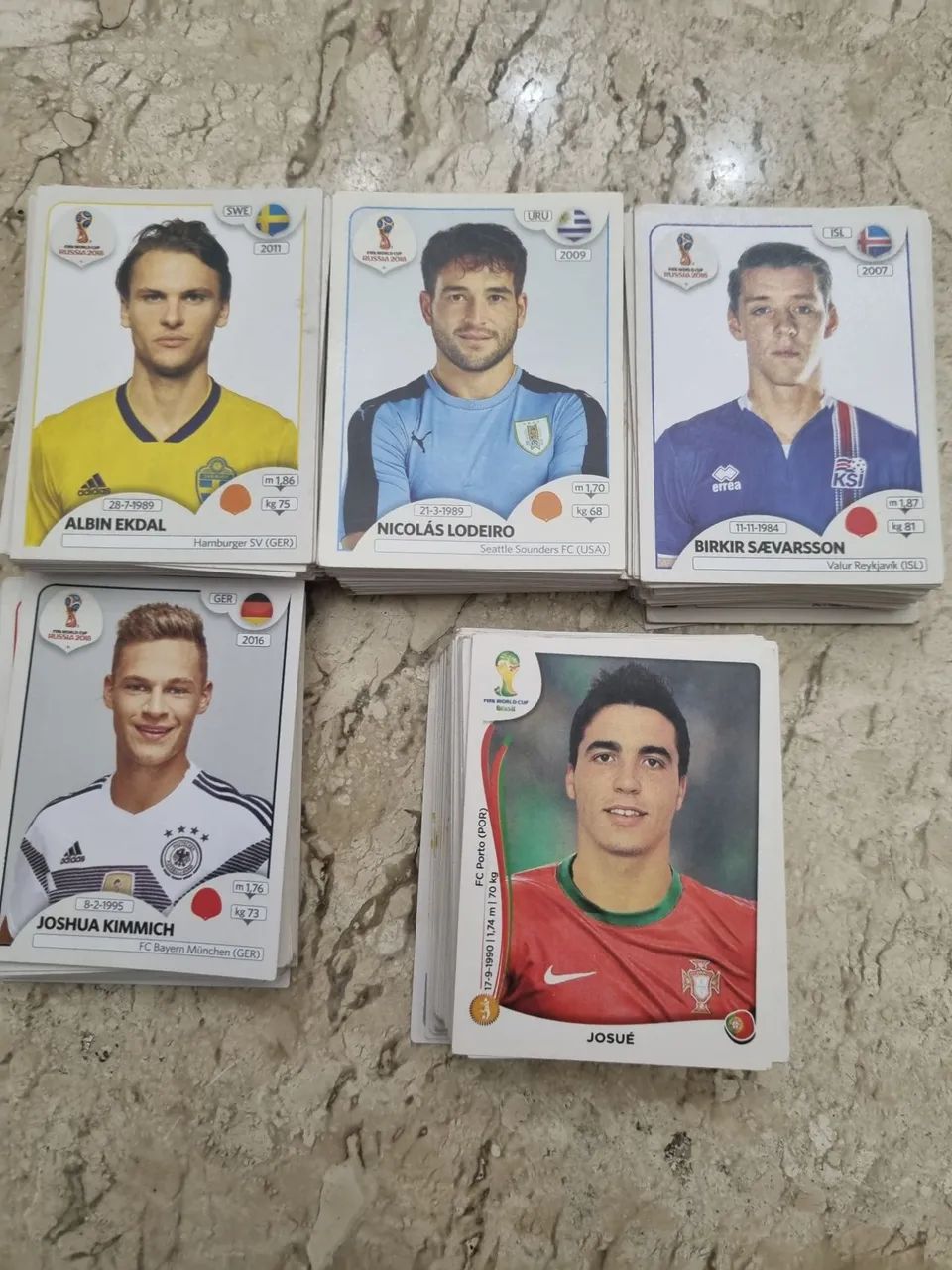 Figurinhas da copa 2014 e 2018.