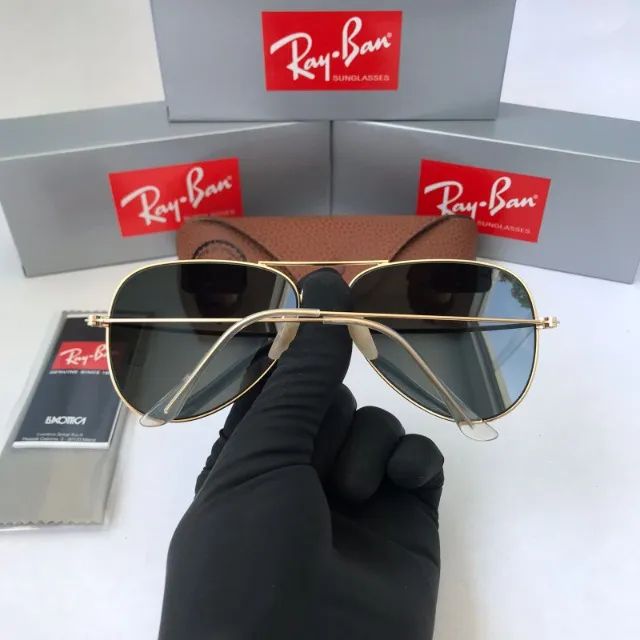 óculos de sol ray ban aviador  tradicional lentes de cristal - Foto 5