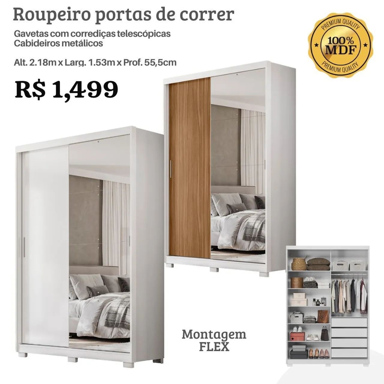 Guarda Roupa Riva MDF - Promoção 