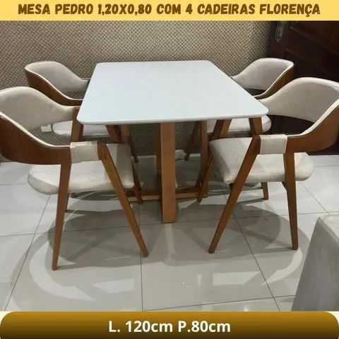 Mesa de jantar de 4 cadeiras 1.20x80