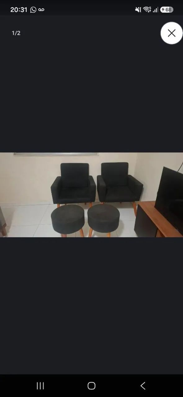 Sofa, kit poltrona, rack e mesa  - Foto 2