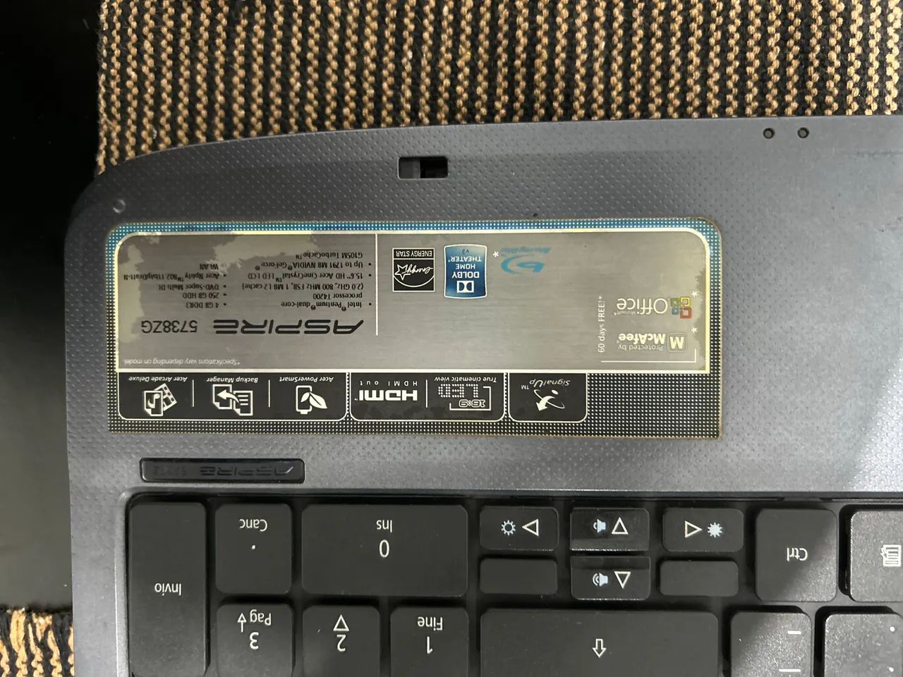 Notebook Acer Aspire 5738ZG 15,6?  + Carregador - Foto 2