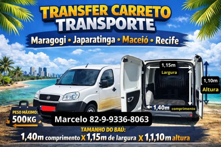 Transfer Carreto Transporte Maragogi Japaratinga Maceió e Recife