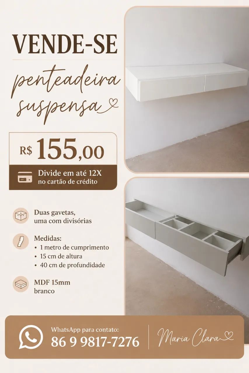 Penteadeira suspensa 