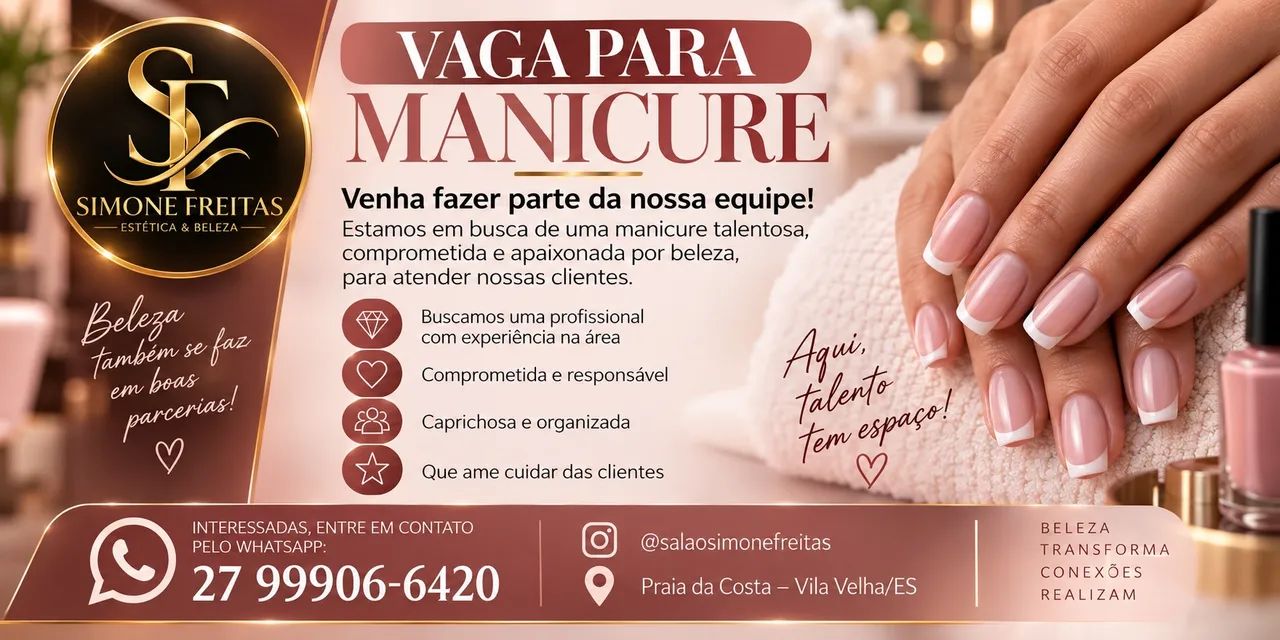 VAGA PARA MANICURE!