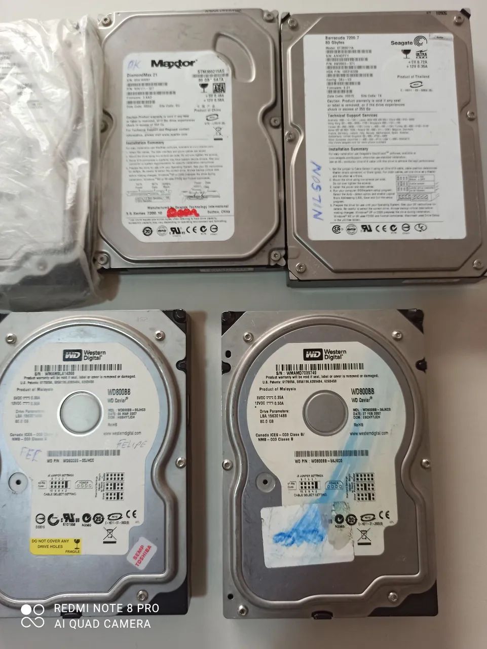 HDs de 80 GB. Para cpu