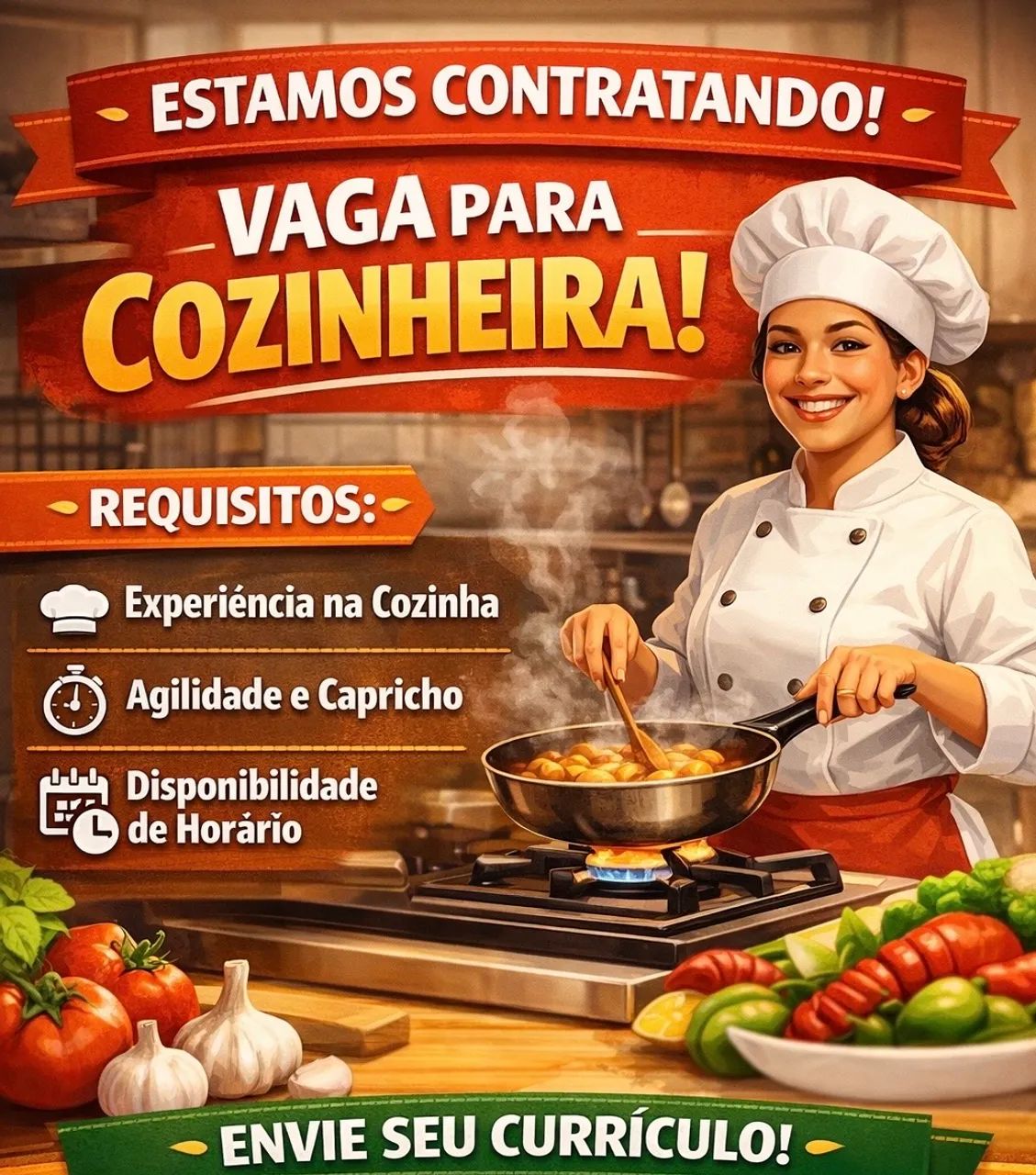 VAGA P/ COZINHEIRA COM EXPERIÊNCIA 