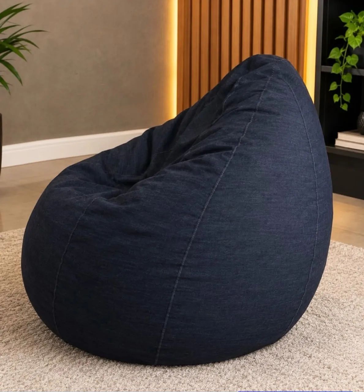 Puff Fofão Pera Azul-Marinho em Tecido com Design Confortável - Foto 3