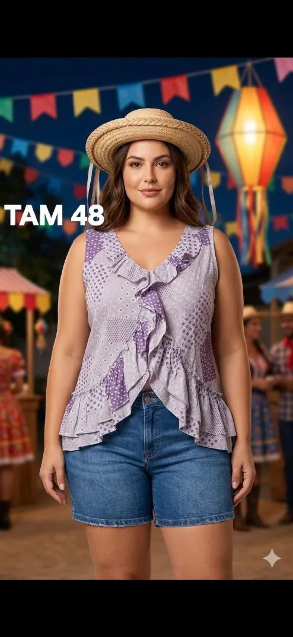 Blusa regata com babadinhos tam 48
